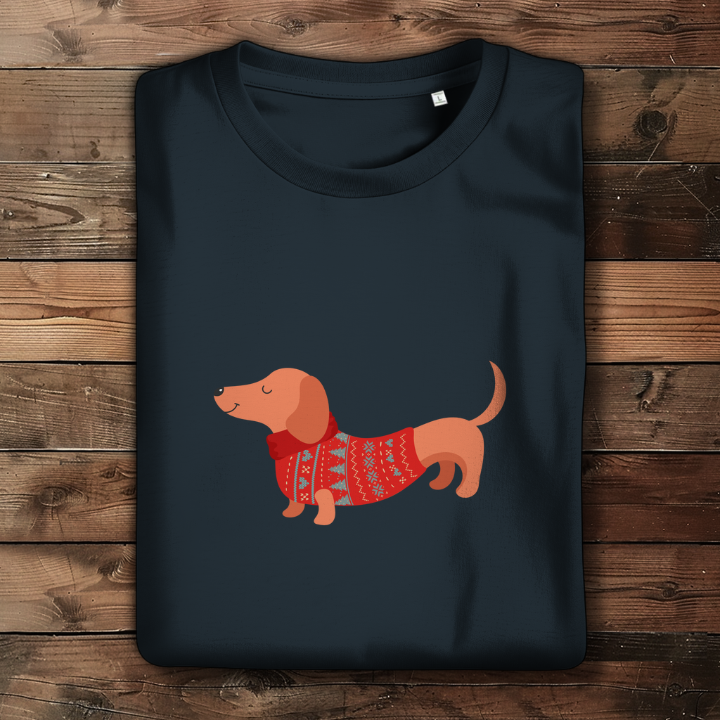 Weihnachtsdackel Damen (Premium Bio T-Shirt)