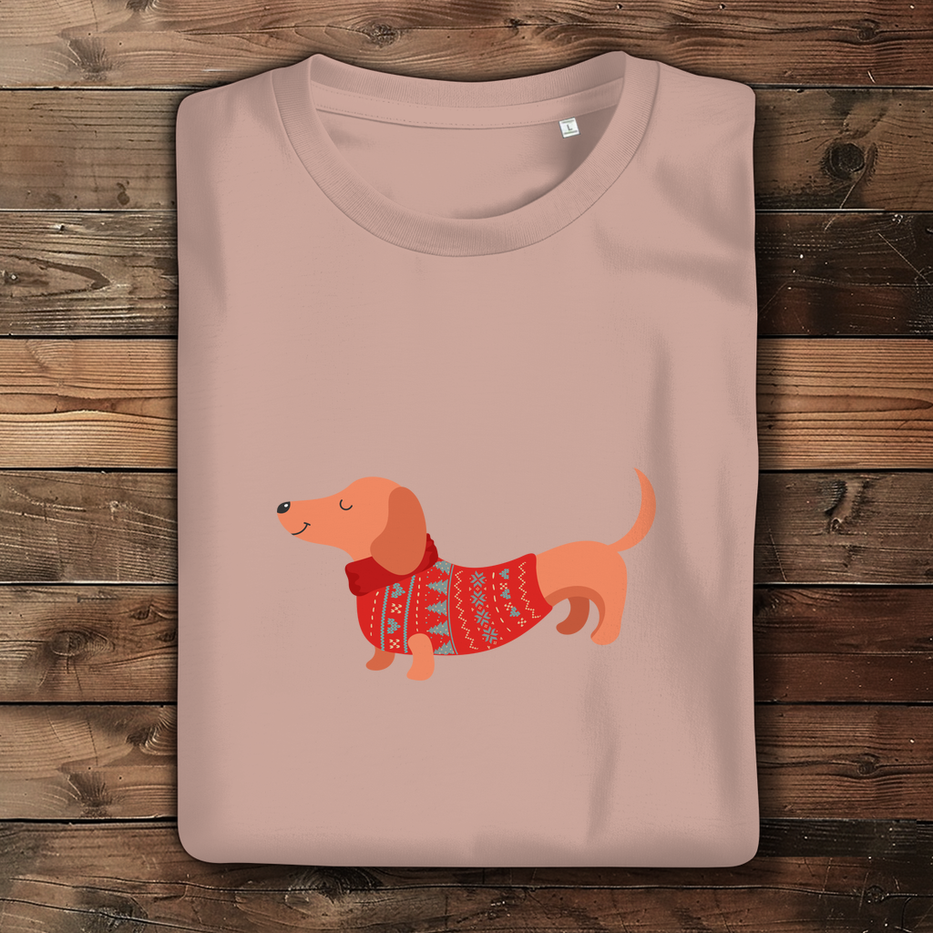 Weihnachtsdackel Damen (Premium Bio T-Shirt)