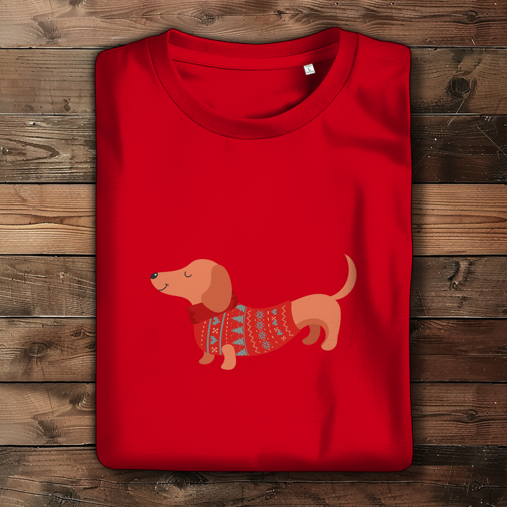 Weihnachtsdackel Damen (Premium Bio T-Shirt)